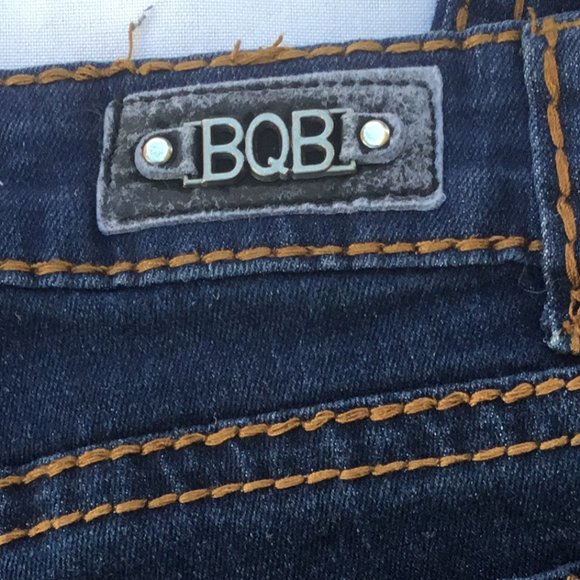 B.O.B Jeans Bob Womens Skinny Jeans Denim Low Rise Metal Logo